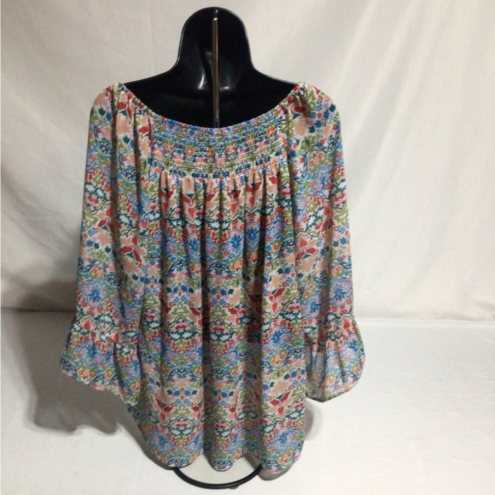 Valerie Steven’s, Elegant Floral Women's Bohemian Blouse 1X - Picture 1 of 12